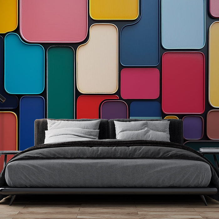 Carta da parati mosaico colorato | Motivi geometrici con tonalità luminose e varie