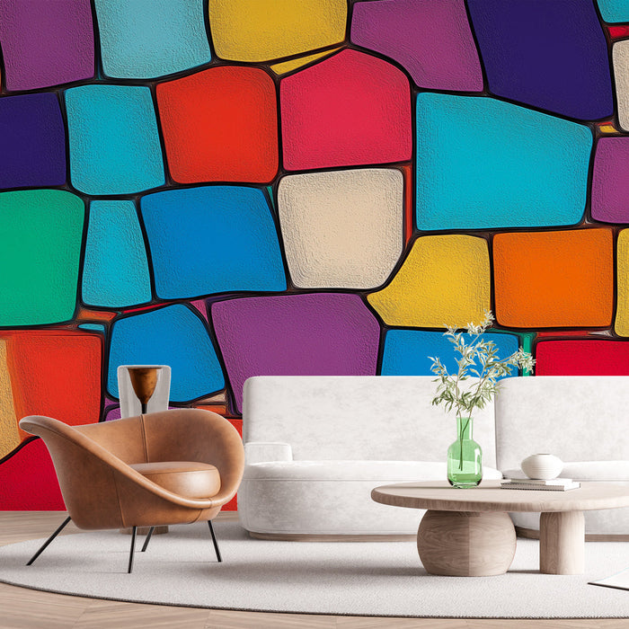 Carta da parati mosaico colorato | Vivaci motivi di piastrelle multicolori