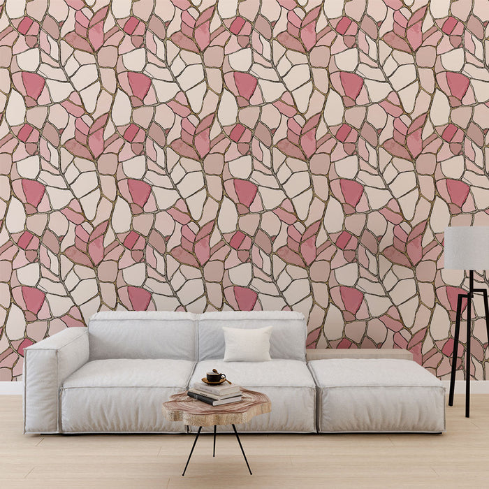 Foto Behang bloemenmozaïek | Delicate bloemen in tinten roze