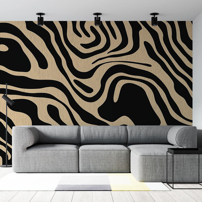 Mural Wallpaper zebra pattern | A bold design of black lines on a light background