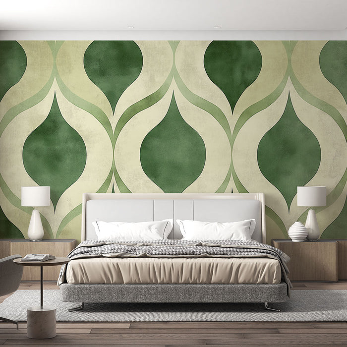 Mural Wallpaper boho patterns | Shades of greens