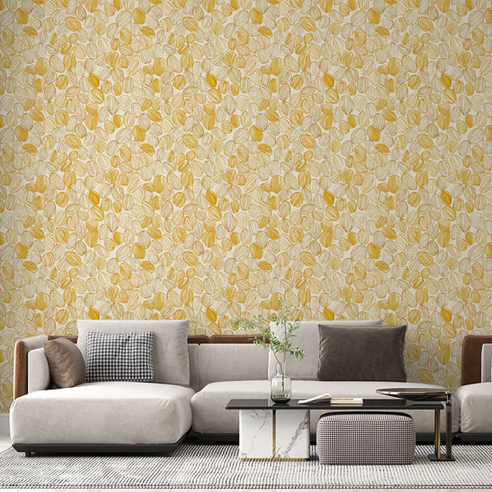 Fototapet bladmotiver | Delikat design av gule og hvite blader