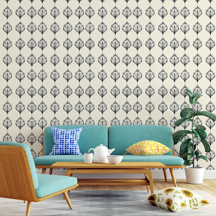 Foto Behang bladpatronen | Elegante zwarte bladpatronen op een lichte achtergrond