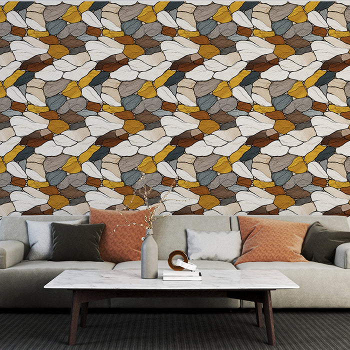 Carta da parati con motivi di pietra | Motivi organici ispirati ai ciottoli con tonalità terrose