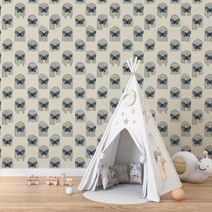 Mural Wallpaper ribbon patterns | Elegant arches and knots patterns on beige background