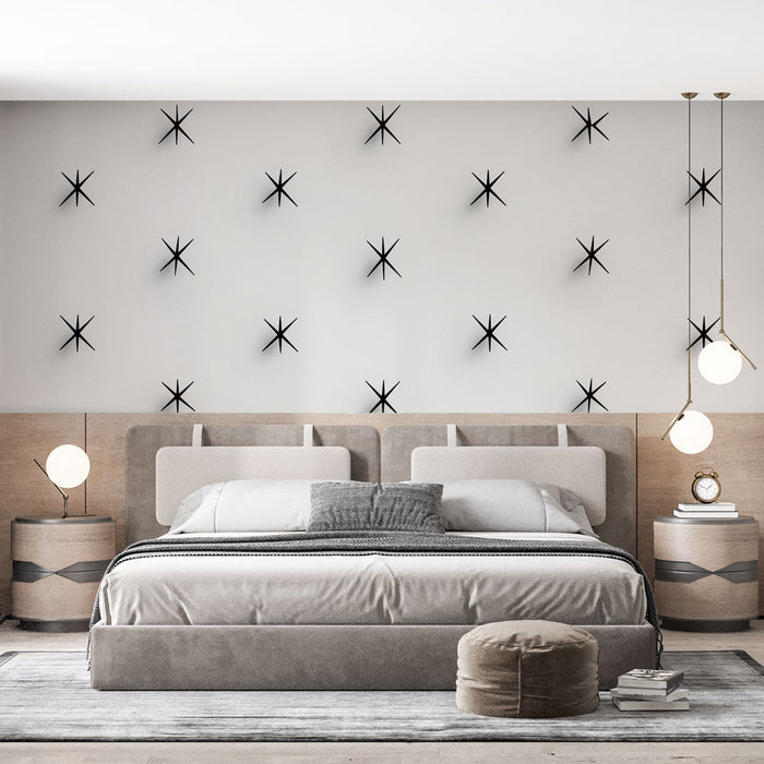 Muralová tapeta hvězdicové vzory | Černá na bílém pozadí se stíny