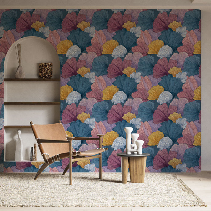 Fotótapé virágos mintákkal | Színes levelek kék háttéren