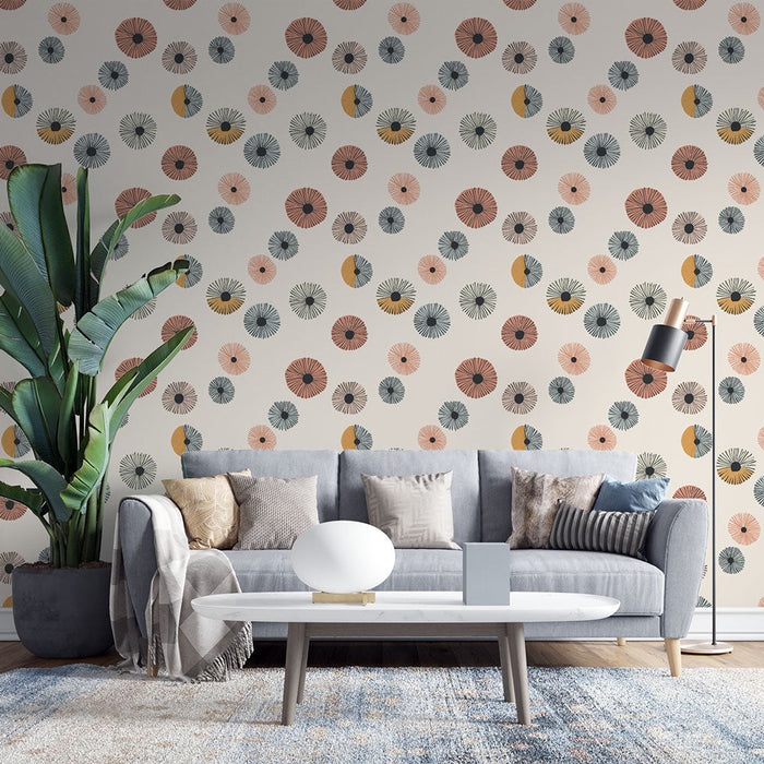 Tapete Blumenmuster | Ein zartes Muster bunter Blumen auf hellem Hintergrund