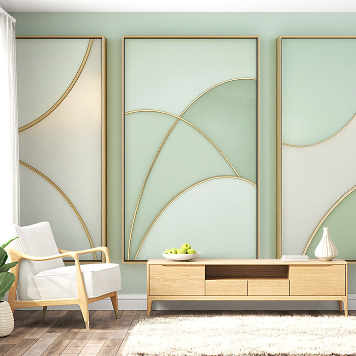 Ταπετσαρία τοίχου γεωμετρικών σχημάτων | Μοντέρνα σύνθεση με καμπύλες και απαλά χρώματα