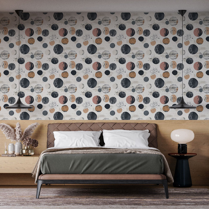 Fotótapéta geometriai mintákkal | Színes körök semleges háttéren