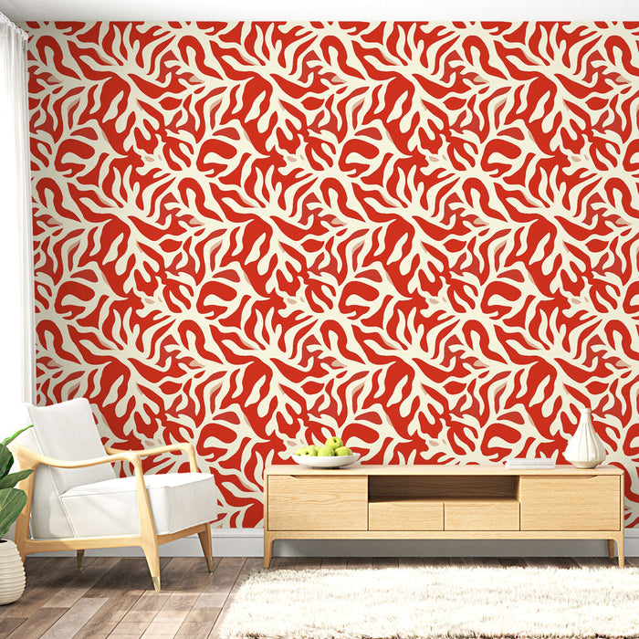 Tapete με οργανικά μοτίβα | Αφηρημένος σχεδιασμός σε κόκκινο και κρεμάστρα