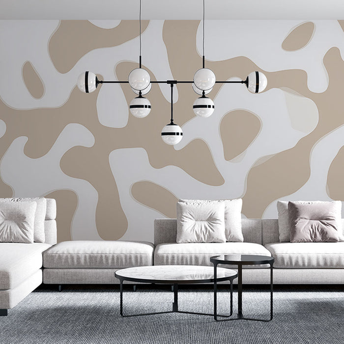 Tapete με οργανικά μοτίβα | Μοντέρνος σχεδιασμός με αφηρημένα σχήματα σε μπεζ και λευκό