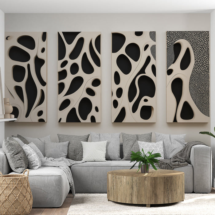 Fototapeet orgaaniliste mustritega | Elegantne reljeefmuster mustal taustal