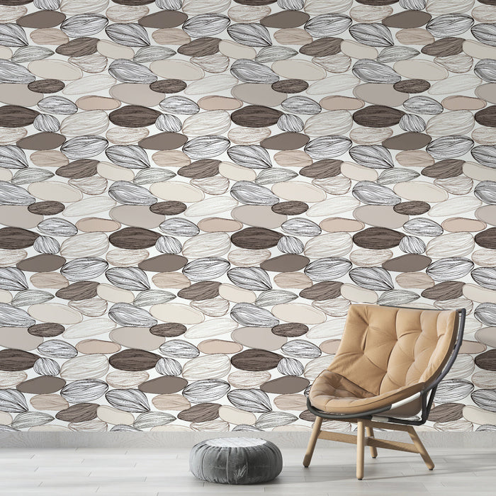 Carta da parati con motivi organici | Elementi naturali nei toni neutri