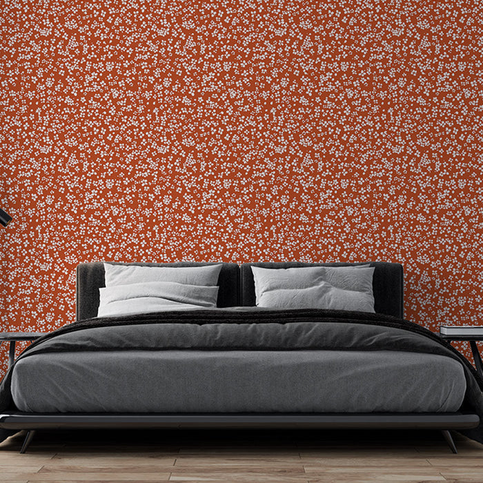 Тапет с текстурирани модели | Малки бели петънца на теракотен фон