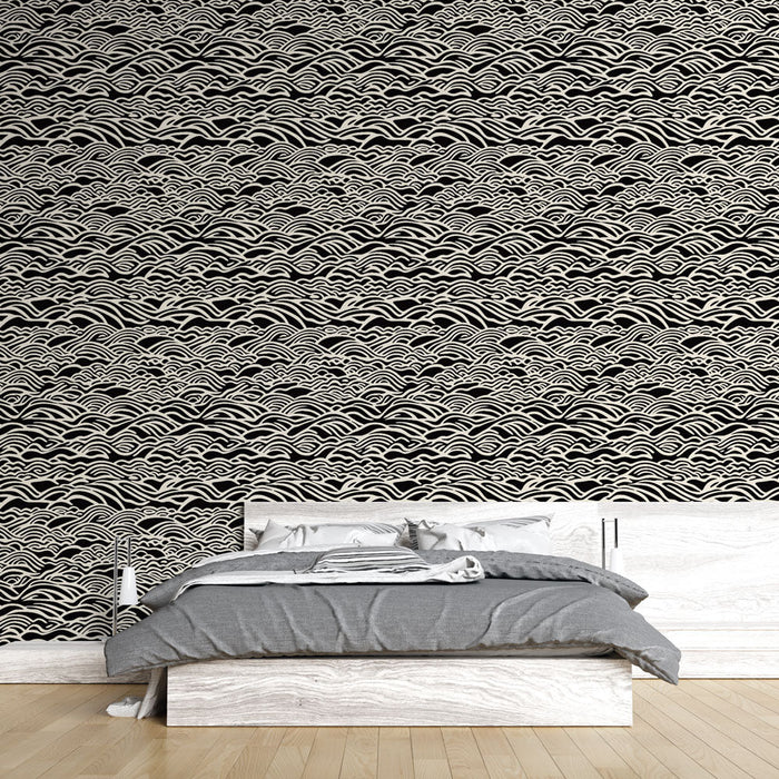 Μονόχρωμος σχεδιασμός με κύματα τοιχογραφίας