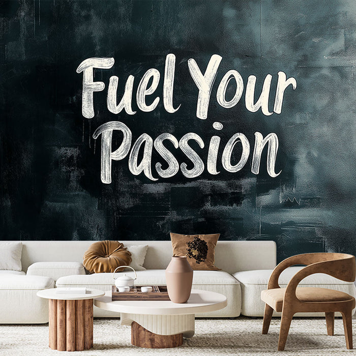 Tapeta motywacyjna | Napis 'Rozpal swoją pasję' na ciemnym tle