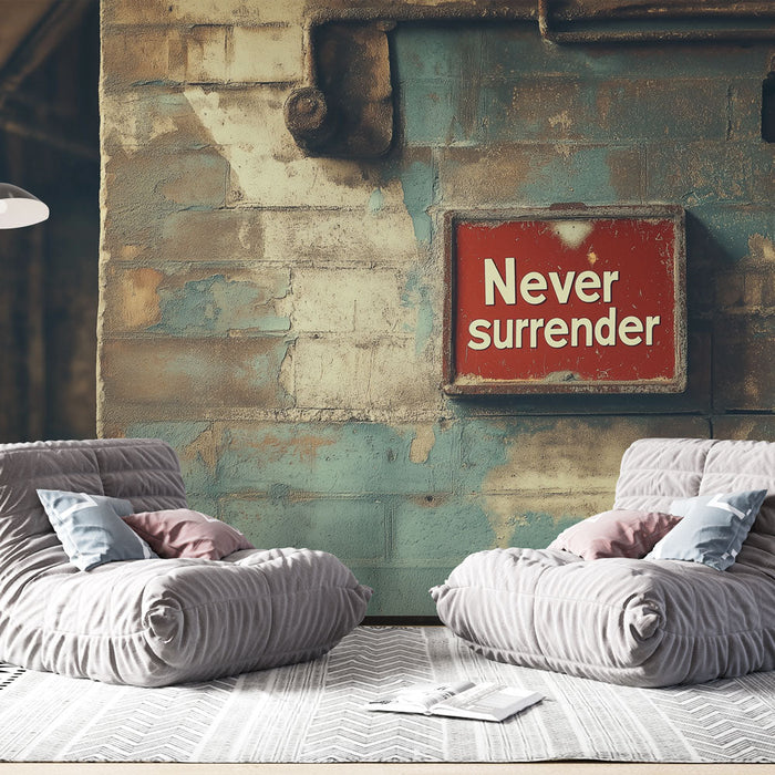 Mural Wallpaper motivation | Inspiring message 'Never surrender' on vintage background
