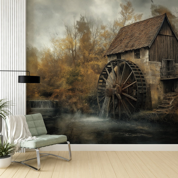 Fototapet su değirmeni | Suyun yanında çekici rustik değirmen