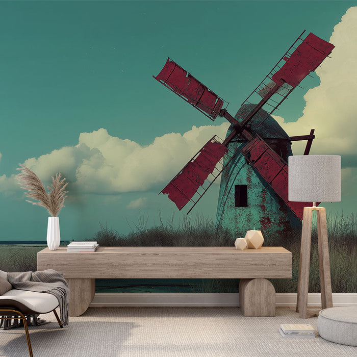 Mural Wallpaper mill | A charming mill in the middle of nature with vintage tones