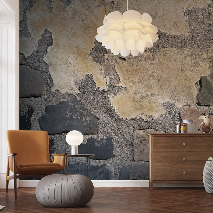 Falfestmény régi fal | Kövek és erodált vakolat textúrája