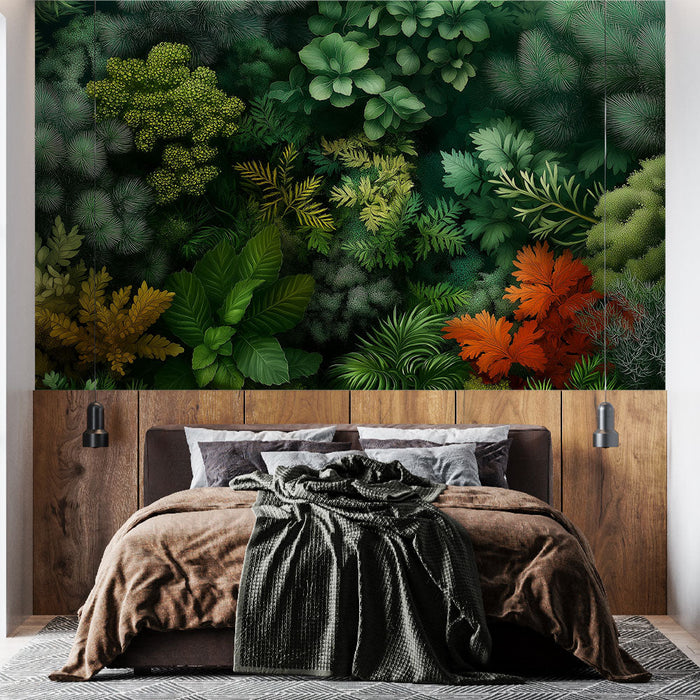 Falfestmény tapéta fal növény | Buja őszi erdő