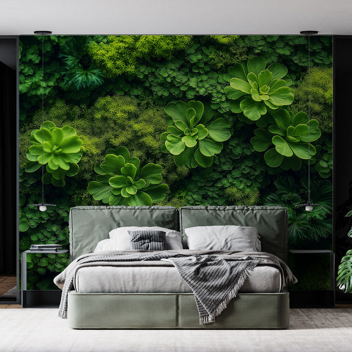 Mural Wallpaper stenska rastlina | Bujni vzorec zelenega listja