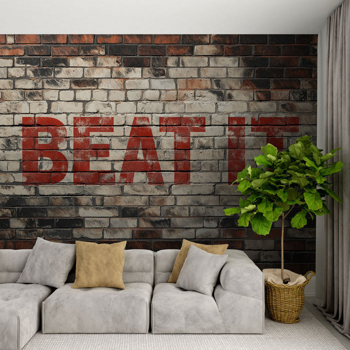 Foto Behang graffiti | Bakstenen muur met vette inscriptie