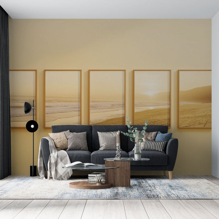 Tapete Imitation Malerei | Goldene Strandszenen bei Sonnenuntergang