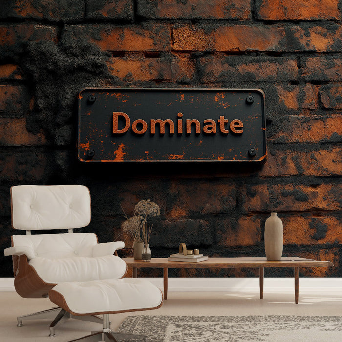 Ταπετσαρία τοίχου εμπνευσμένη από την κίνητρο | Βιομηχανικό στυλ με τη λέξη 'Κυριαρχία'