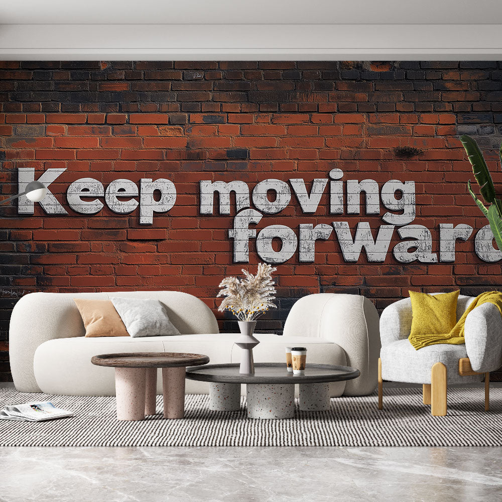 Foto Behang motiverend | Inspirerende tekst op een rode bakstenen muur —  WonderMural, image size:1000x1000