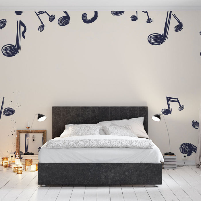 Mural Wallpaper musical | Illustrated music notes for a warm atmosphere