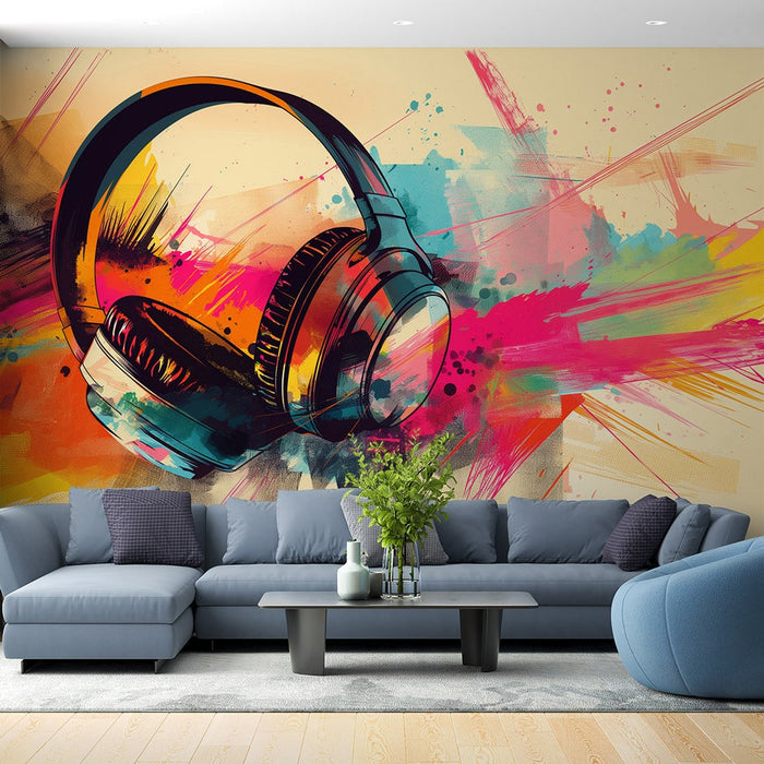 Papel pintado de música | Auriculares de estilo graffiti