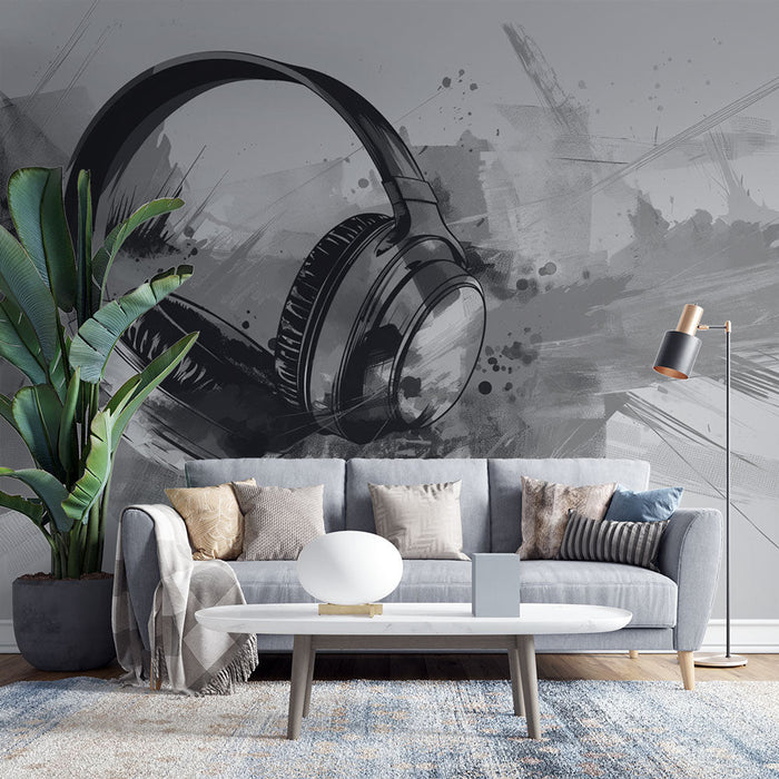 Tapete музика | Черно-бели слушалки в графити стил