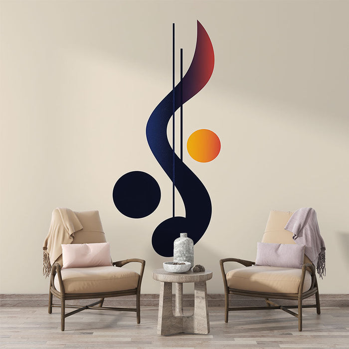 Muzică tapet mural | Design abstract de note muzicale și forme