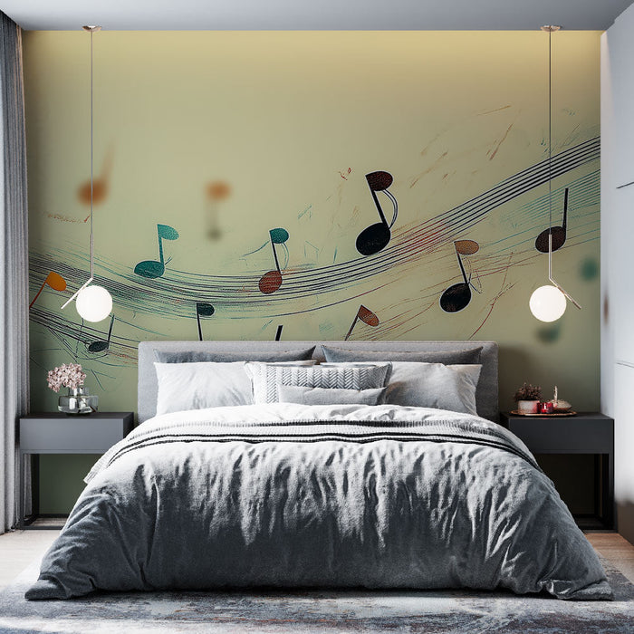 Glasbena tapeta | Barvne glasbene note na pastelni podlagi