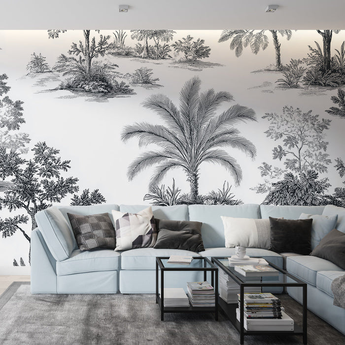 Mural Wallpaper nature | Elegant botanical patterns in black and white