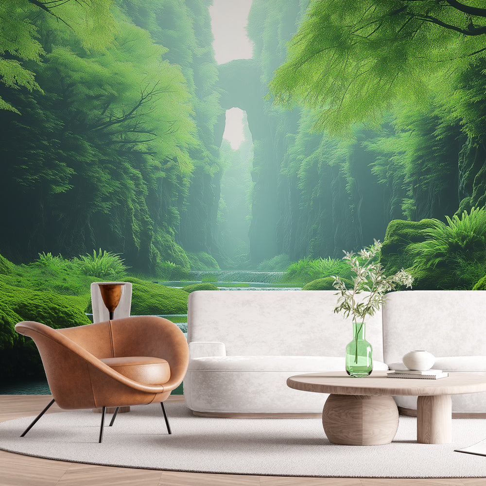 Fototapet natur | Frodig skog med glitrende bekker — WonderMural, image size:1000x1000