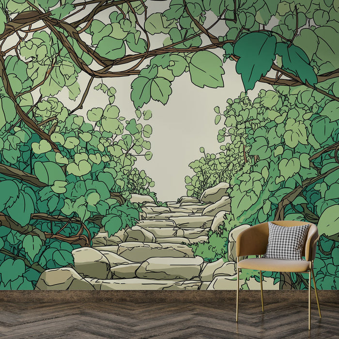 Tapeta příroda | Cesta z kamene obklopená bujnou zelení