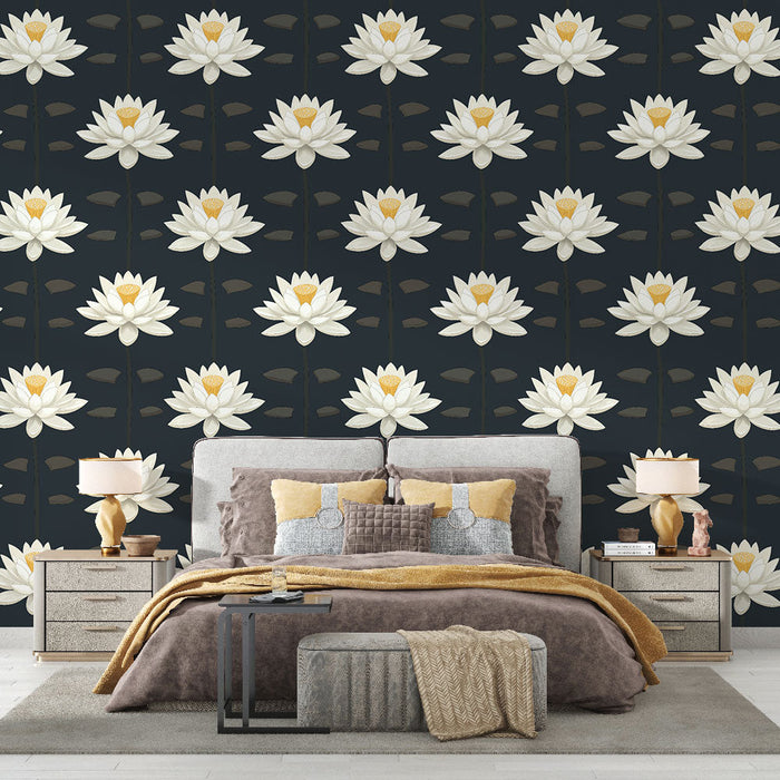 Fototapeet vesiroosid | Valge lille muster tumedal taustal