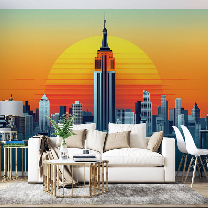 Mural Wallpaper New York | City skyline at sunset