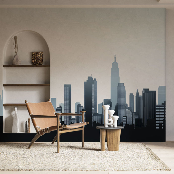 Tapete New York | Σιλουέτα της εμβληματικής πόλης σε μονόχρωμη μετάβαση