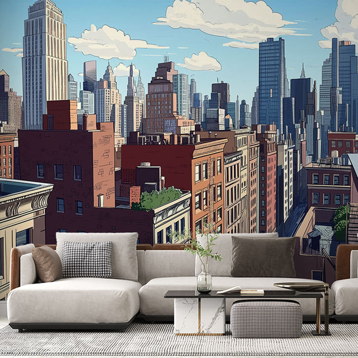 Tapete New York | Dynamischer Stadtblick über die Dächer von Manhattan