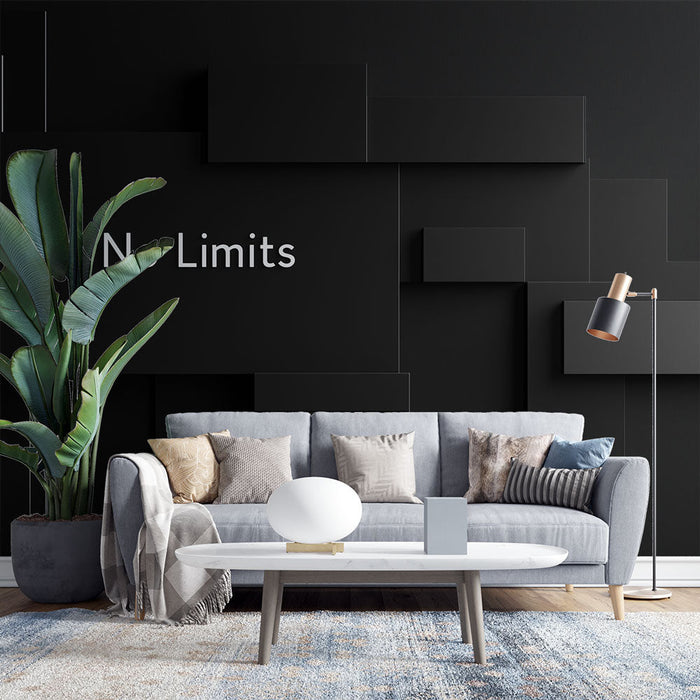 Tapeta černobílá | Moderní geometrický design s nápisem 'Bez limitů'