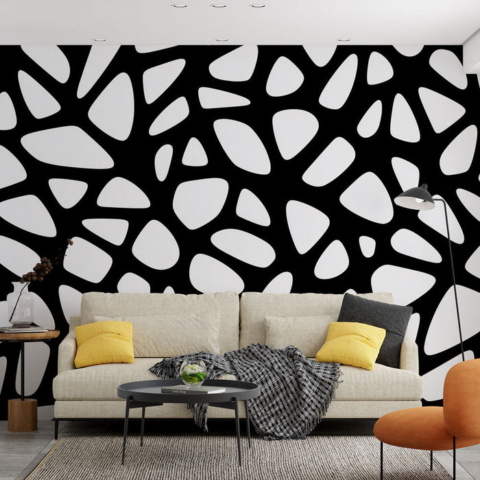 Mural Wallpaper must ja valge | Kivid