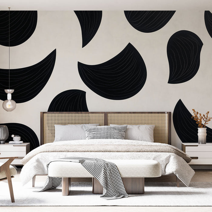 Mural Wallpaper black and white | Elegant and modern drops pattern