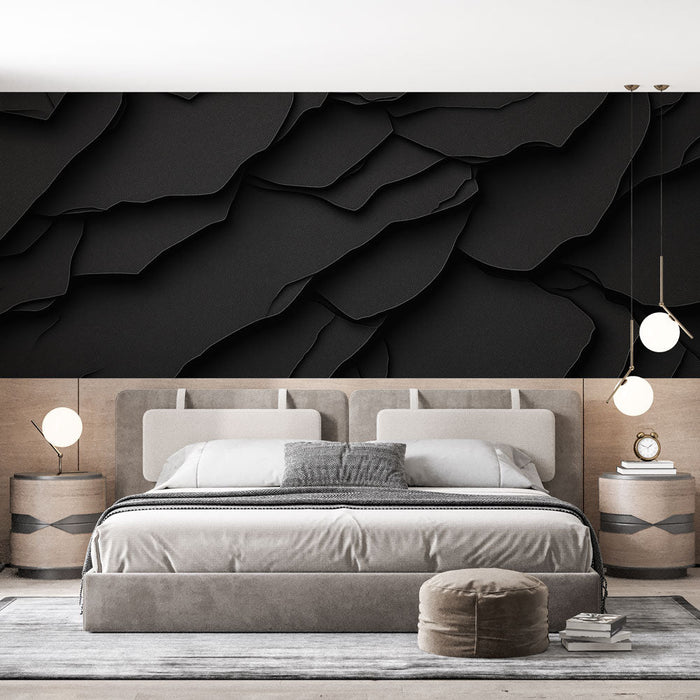 Tapete черен текстуриран | Слоеве черен изрязан хартиен плат