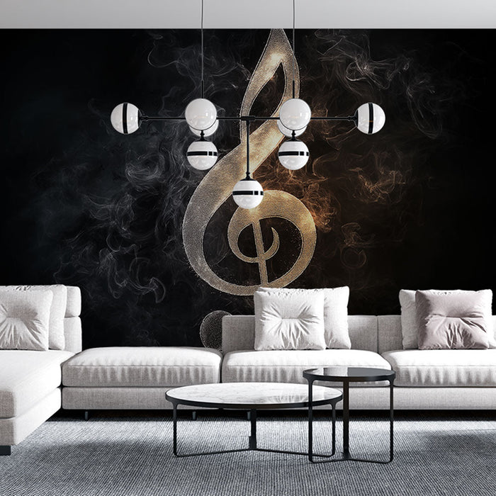 Mural Wallpaper music-note | Bright musical symbol surrounded by elegant vapors