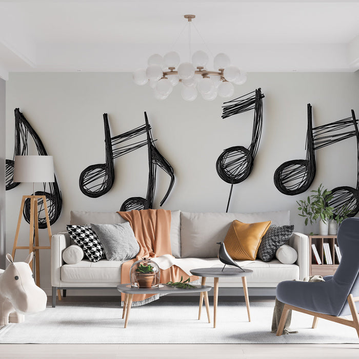 Mural Wallpaper music notes | Artistic thread music note patterns