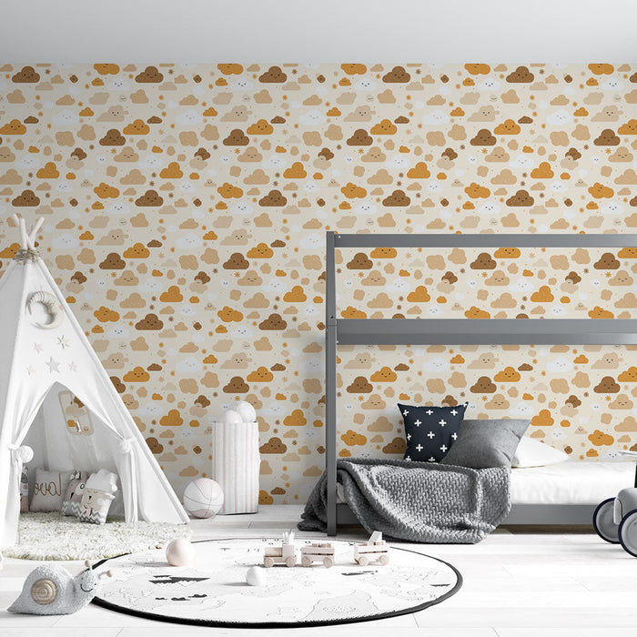 Fototapet renkli bulutlar | Sıcak tonlarda neşeli bulut deseni